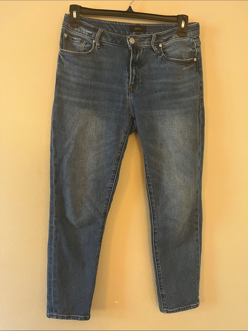 Quince comfort stretch Mid-Rise Slim Boy Friend Jeans medium wash size 29 - Picture 2 of 5